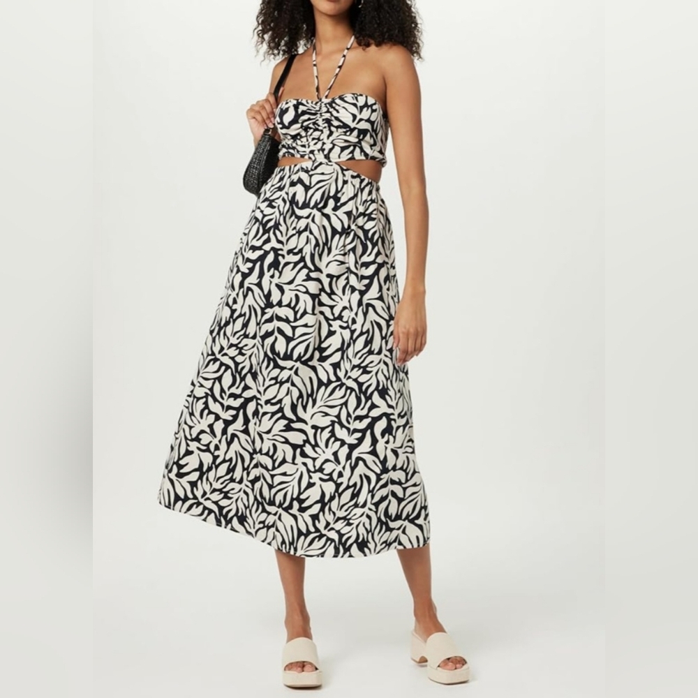 The Drop Women's Brinda Cotton Cut Out Halter Maxi Dress Size MEDIUM Black White - Picture 6 of 9